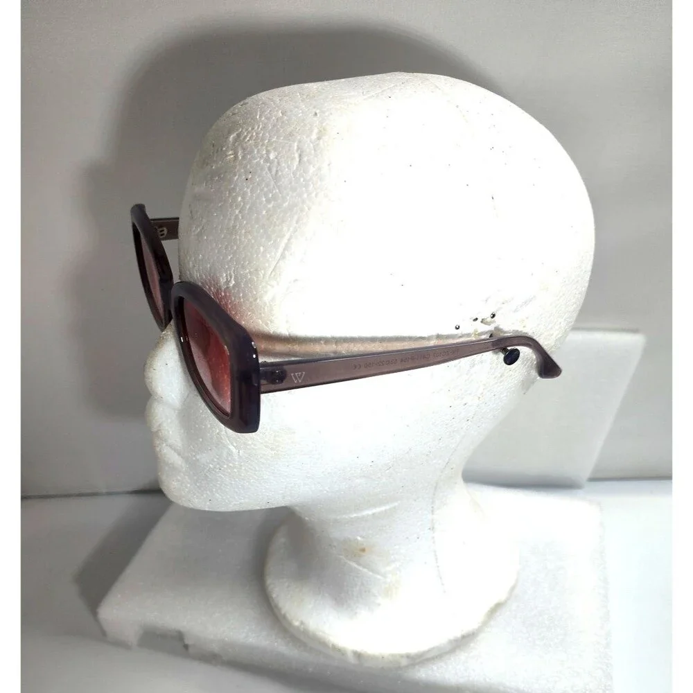 Men's Wolf Eyes Gray Rectangle Sunglasses Pink Gradient Lens & Case  53-22-150